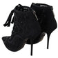 Elegant Black Tulle Lace-Up Boots