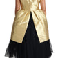 Elegant Gold Flared A-Line Dress