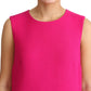 Elegant Fuchsia Sequined Wool Blend Shift Dress