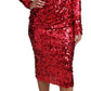 Radiant Red Sequined Sheath Dress