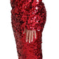 Radiant Red Sequined Sheath Dress