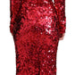 Radiant Red Sequined Sheath Dress