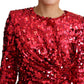 Radiant Red Sequined Sheath Dress