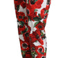 Elegant White Poppy Print Tapered Pants