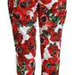 Elegant White Poppy Print Tapered Pants