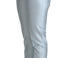 Light Blue Silk Cropped Tapered Trouser Pants