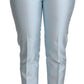 Light Blue Silk Cropped Tapered Trouser Pants