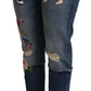 Floral Embroidered Cropped Capri Jeans