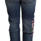 Floral Embroidered Cropped Capri Jeans