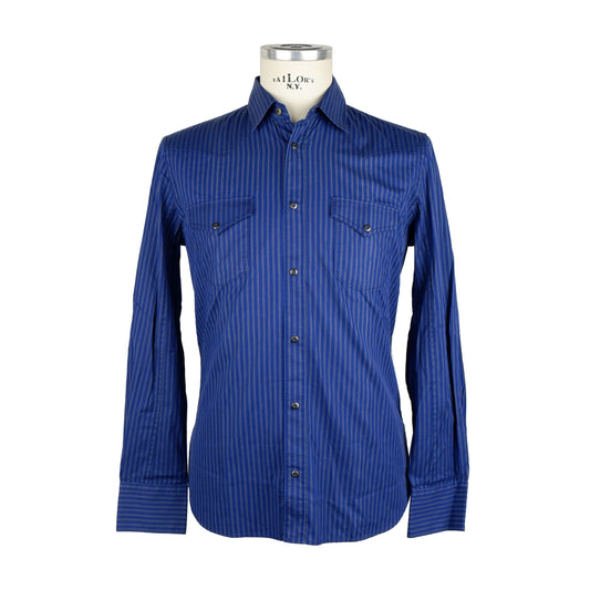 Blue Cotton Men Shirt