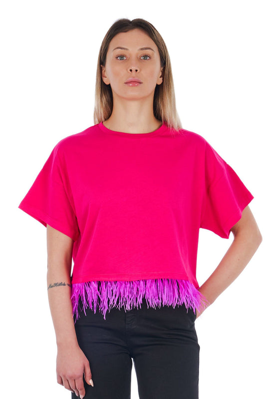Pink Cotton Women T-Shirt