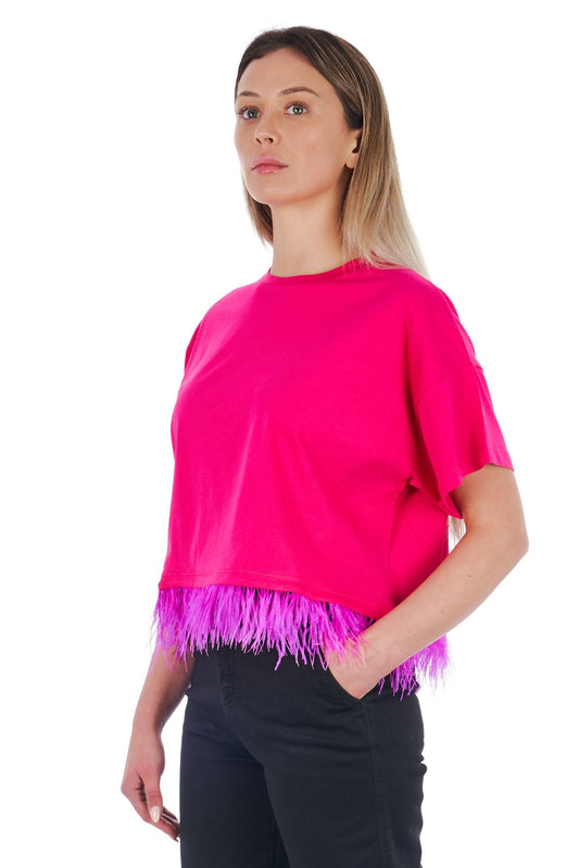 Pink Cotton Women T-Shirt