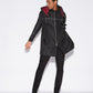 Sleek Double-Faced Hooded Trench in Black
