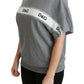 Sequined Logo Cotton Sweater in Gray