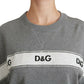 Sequined Logo Cotton Sweater in Gray