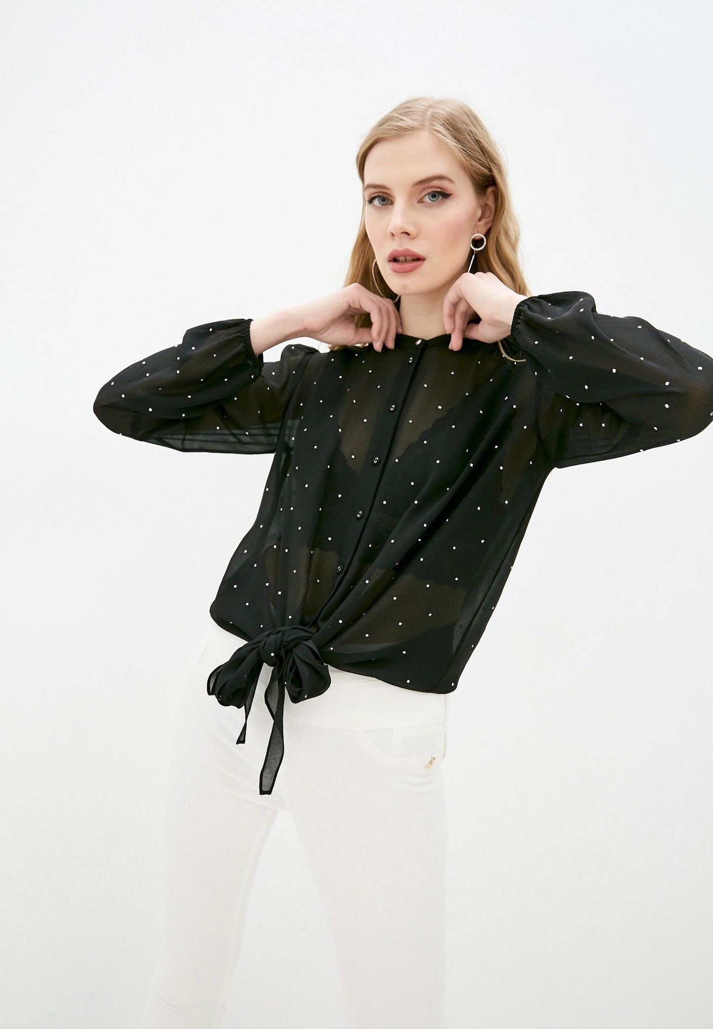 Black Polyester Women Shirt