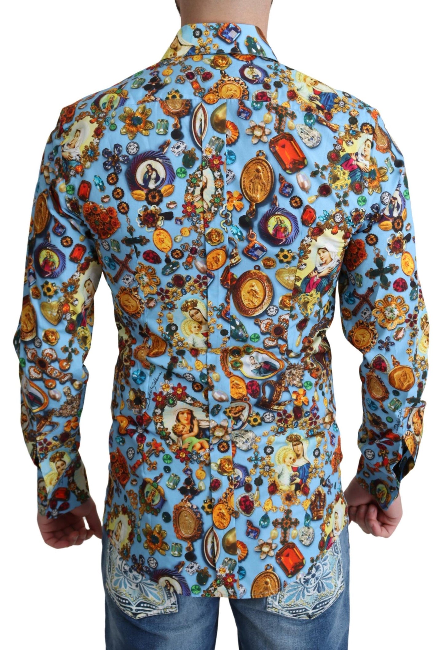 Elegant Slim Fit Jewelry Print Cotton Shirt