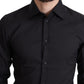 Elegant Black Gold Slim Fit Dress Shirt