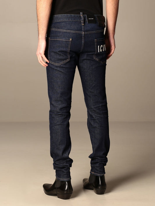 Elegant Dark Blue Denim Icon Jeans