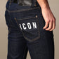 Elegant Dark Blue Denim Icon Jeans