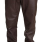 Elegant Brown Leather Jogging Pants