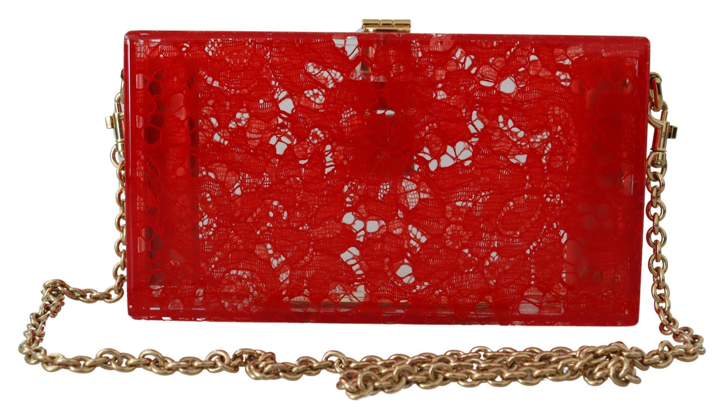 Red Taormina Lace Dolce Box Evening Clutch