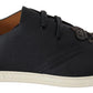 Elegant Black Leather Casual Sneakers