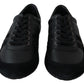 Elegant Black Leather Casual Sneakers