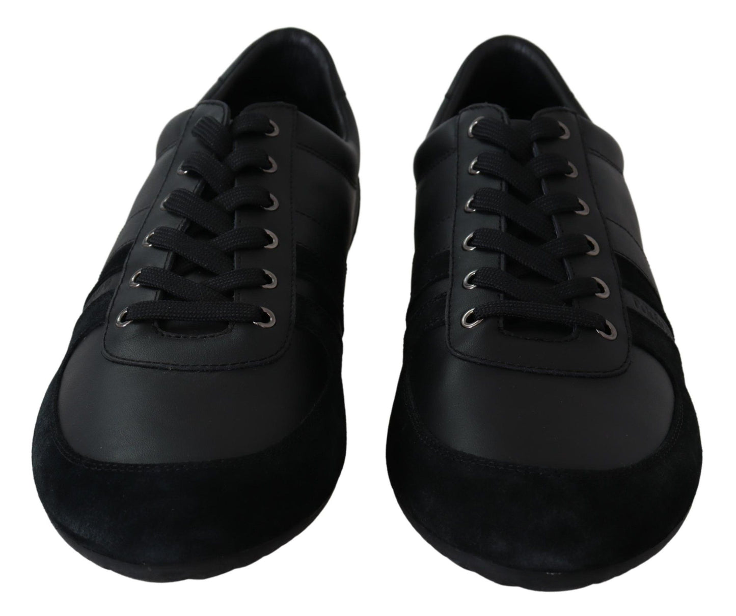 Elegant Black Leather Casual Sneakers