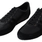 Elegant Black Leather Casual Sneakers