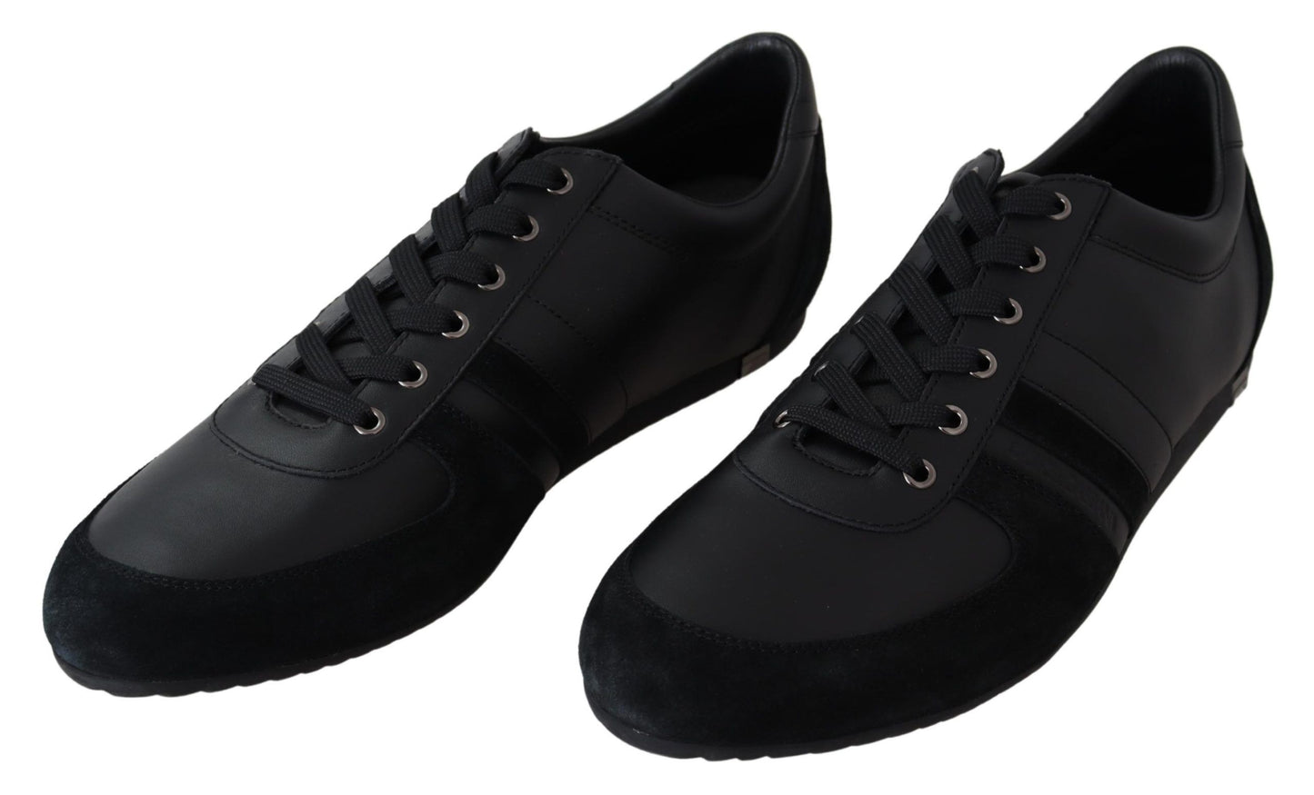 Elegant Black Leather Casual Sneakers