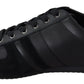 Elegant Black Leather Casual Sneakers