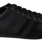 Elegant Black Leather Casual Sneakers