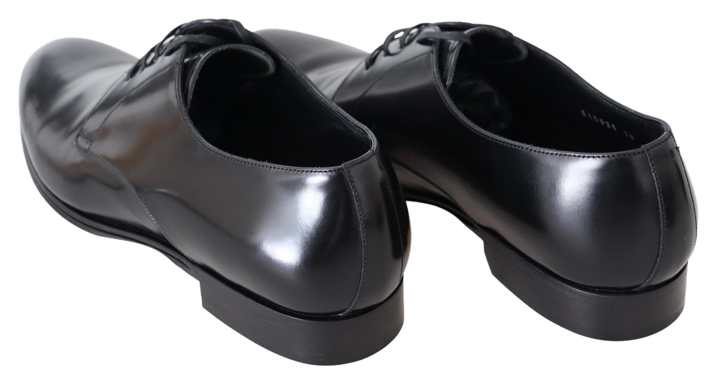 Elegant Black Leather Derby Dress Shoes