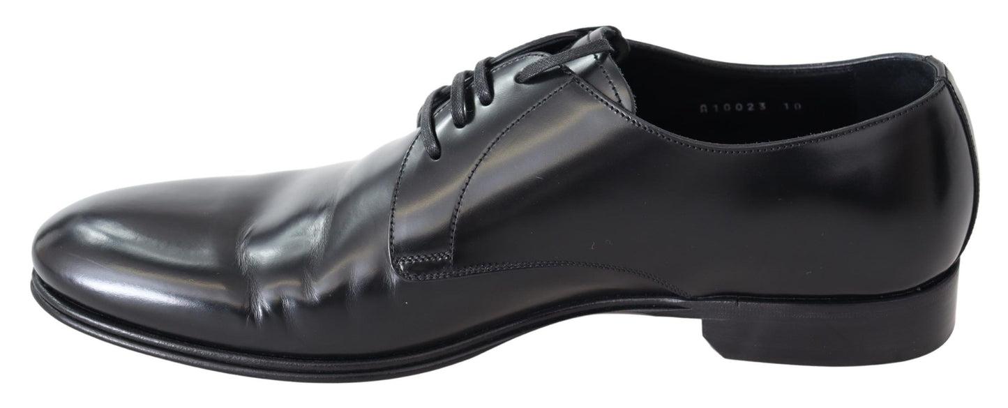 Elegant Black Leather Derby Dress Shoes