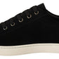 Elegant Black Leather & Suede Sneakers