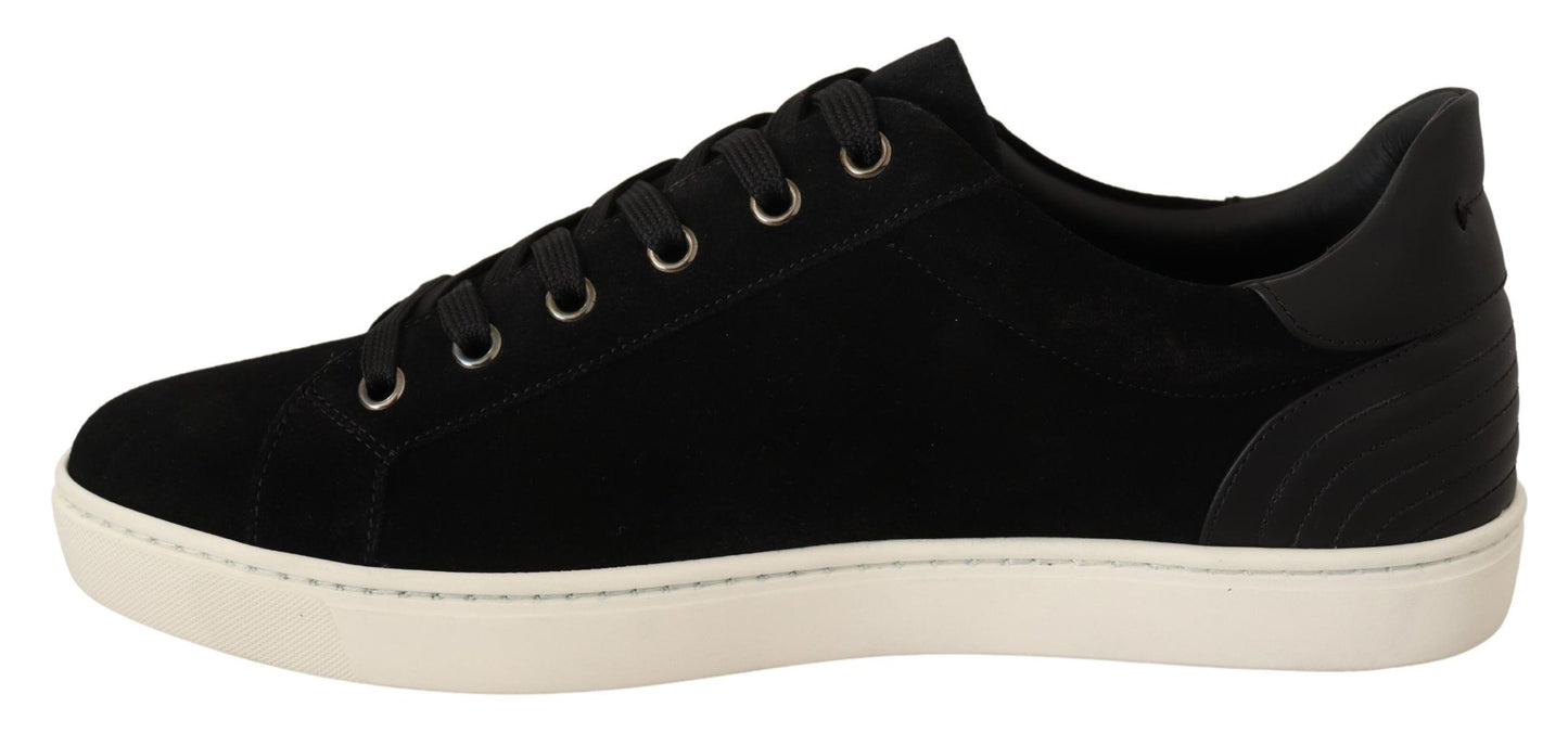 Elegant Black Leather & Suede Sneakers