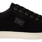 Elegant Black Leather & Suede Sneakers