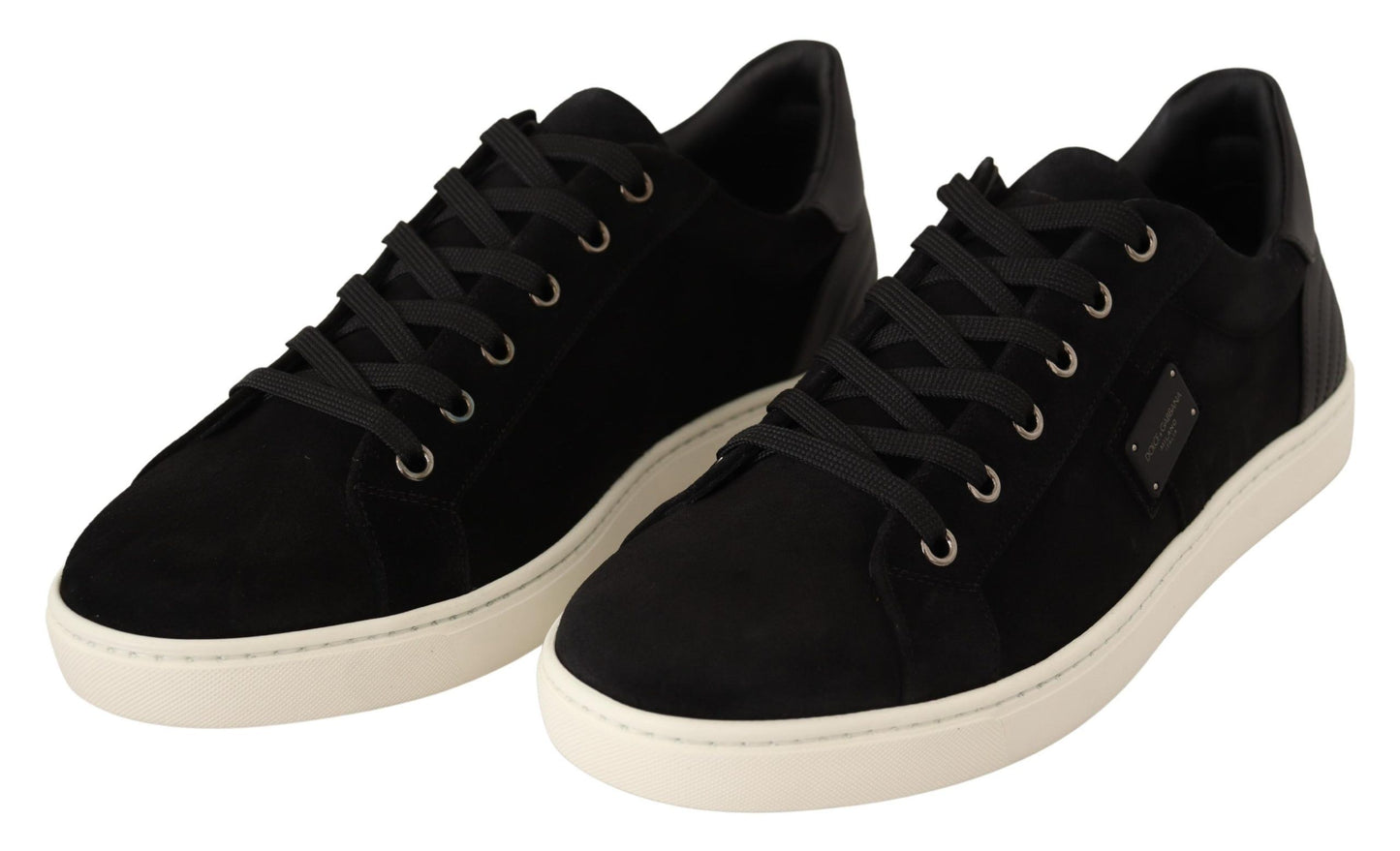Elegant Black Leather & Suede Sneakers