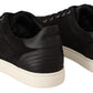 Elegant Black Leather Casual Sneakers
