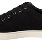 Elegant Black Leather Casual Sneakers