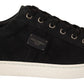 Elegant Black Leather Casual Sneakers