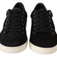 Elegant Black Leather Casual Sneakers