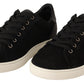 Elegant Black Leather Casual Sneakers