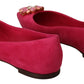Embellished Crystal Suede Flats in Pink