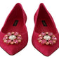 Embellished Crystal Suede Flats in Pink