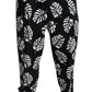 Elegant Palm Leaf Print Cotton Trousers