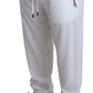 Elegant White Jogging Pants with Logo Patch