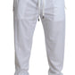 Elegant White Jogging Pants with Logo Patch