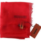 Elegant Red Cashmere Scarf with Logo Embroidery